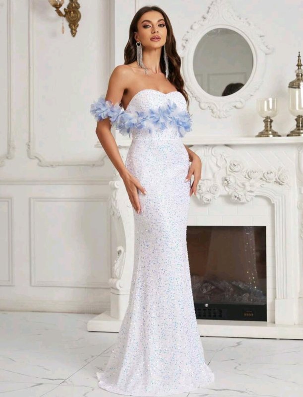 Дълга официална рокля от пайети 