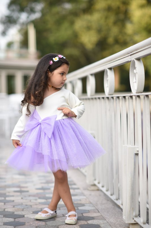 Детска рокля с тюл и панделка