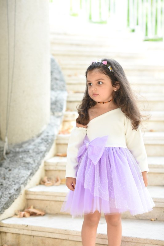 Детска рокля с тюл и панделка