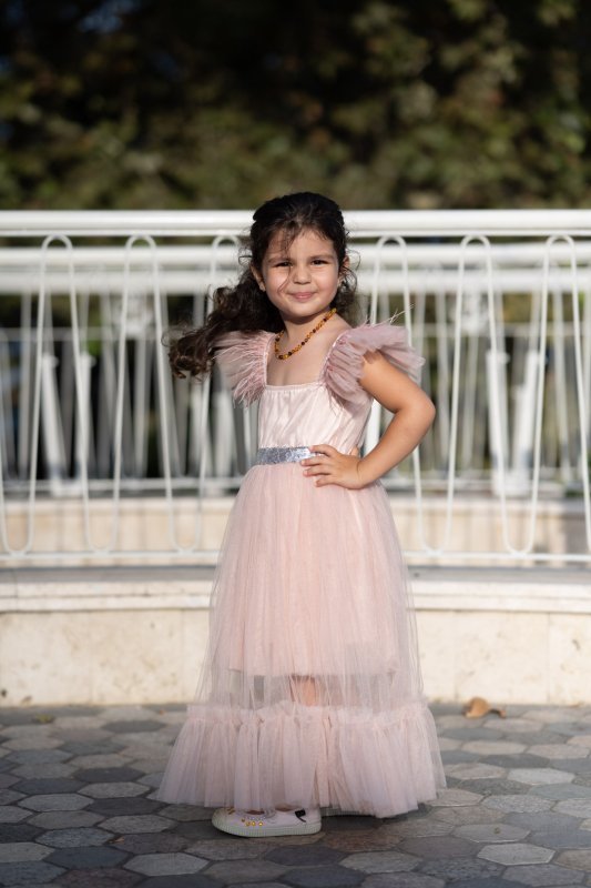 Комплект дълги рокли за майка и дъщеря с тюл