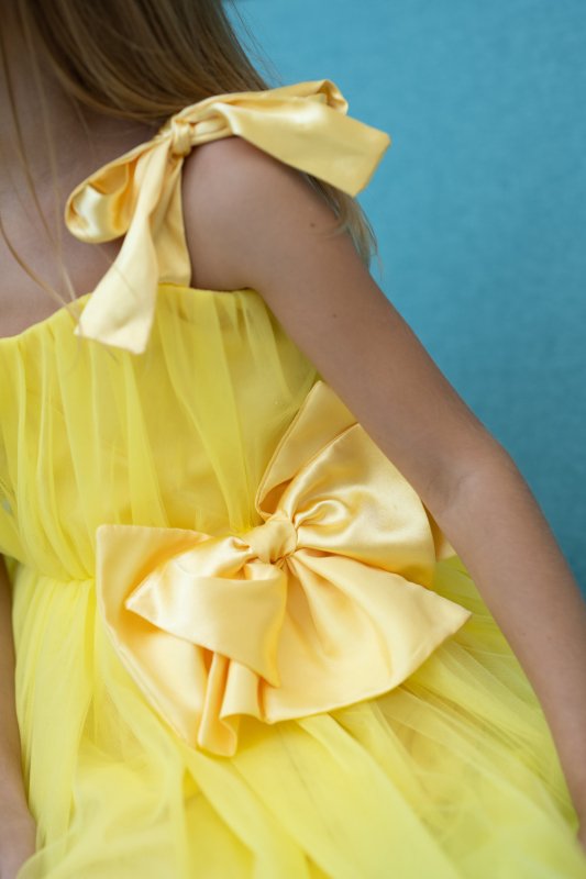 Комплект рокли за майка и дъщеря в жълто