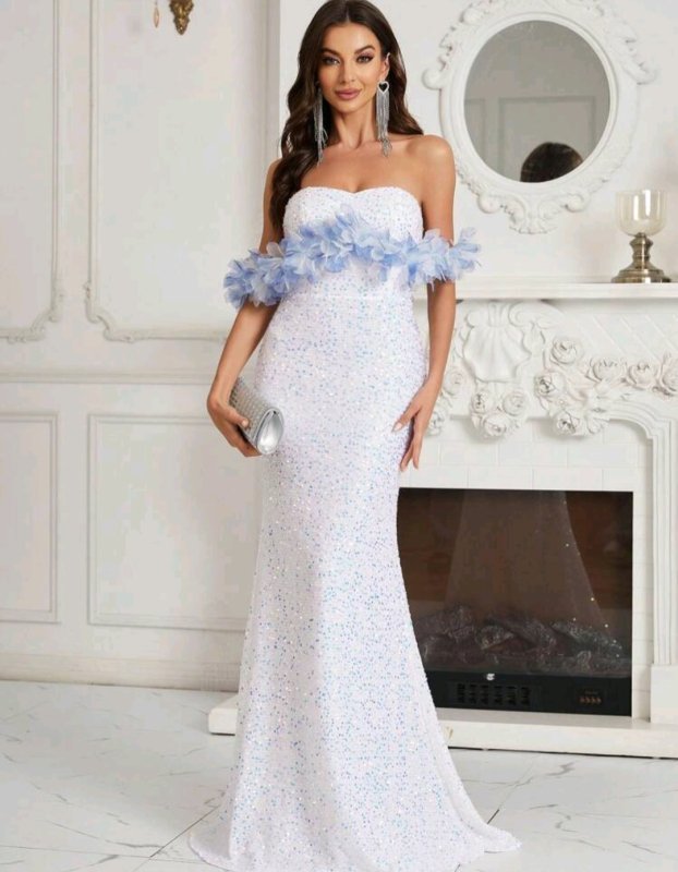 Дълга официална рокля от пайети 