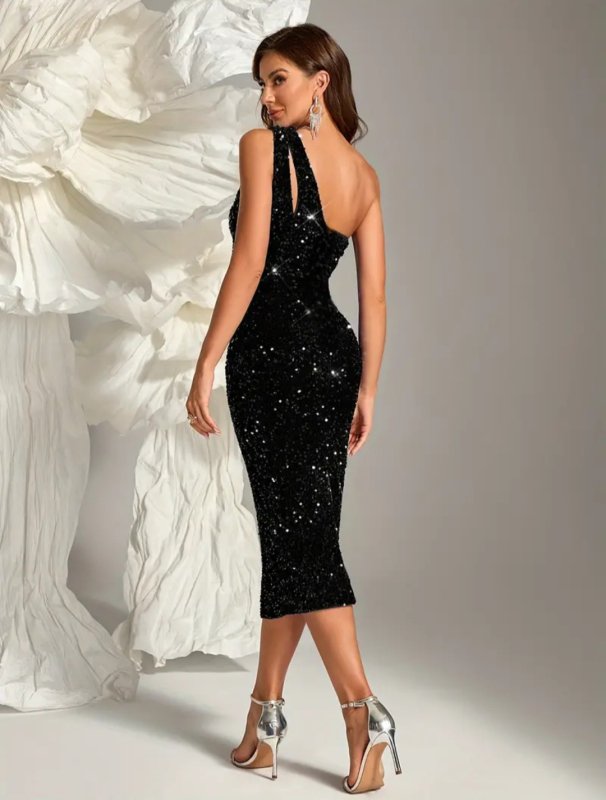 Рокля от пайети с една презрамка