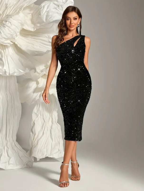 Рокля от пайети с една презрамка