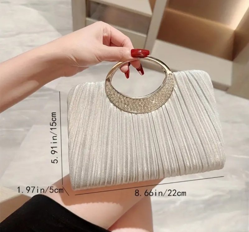 Елегантна вечерна чанта в златисто и сребристо