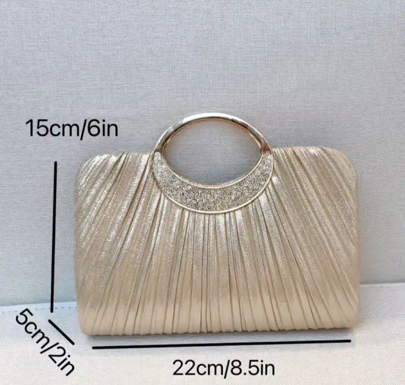 Елегантна вечерна чанта в златисто и сребристо