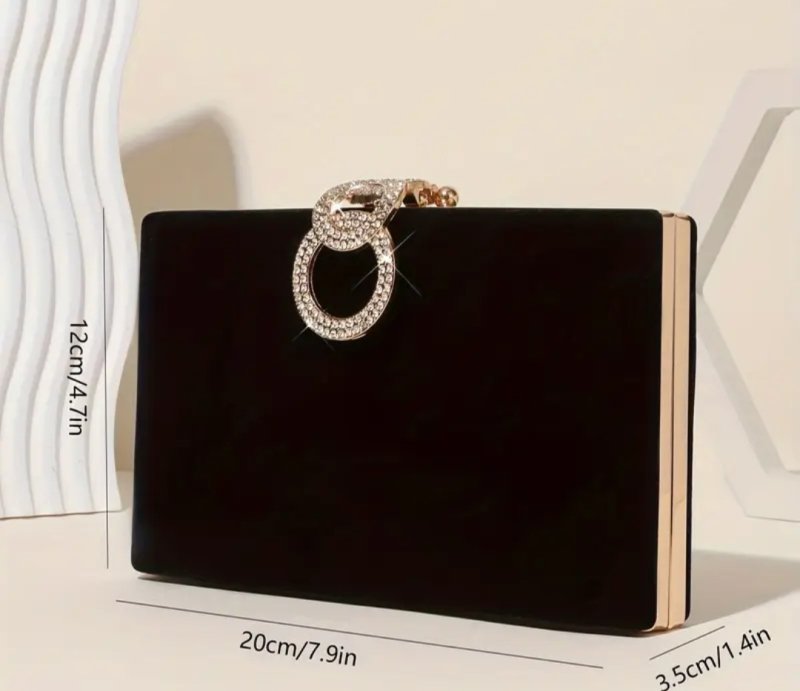 Дамска официална чанта в черно и златисто