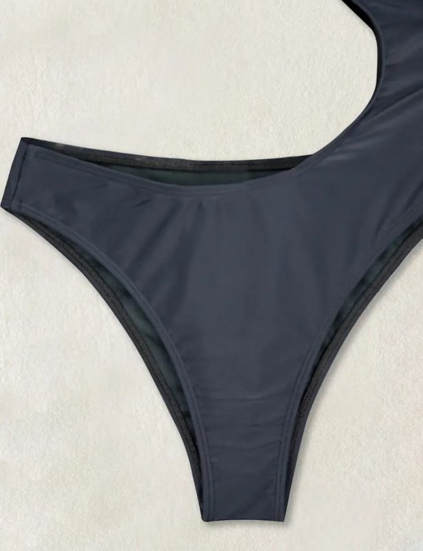 Цял черен бански с едно рамо 