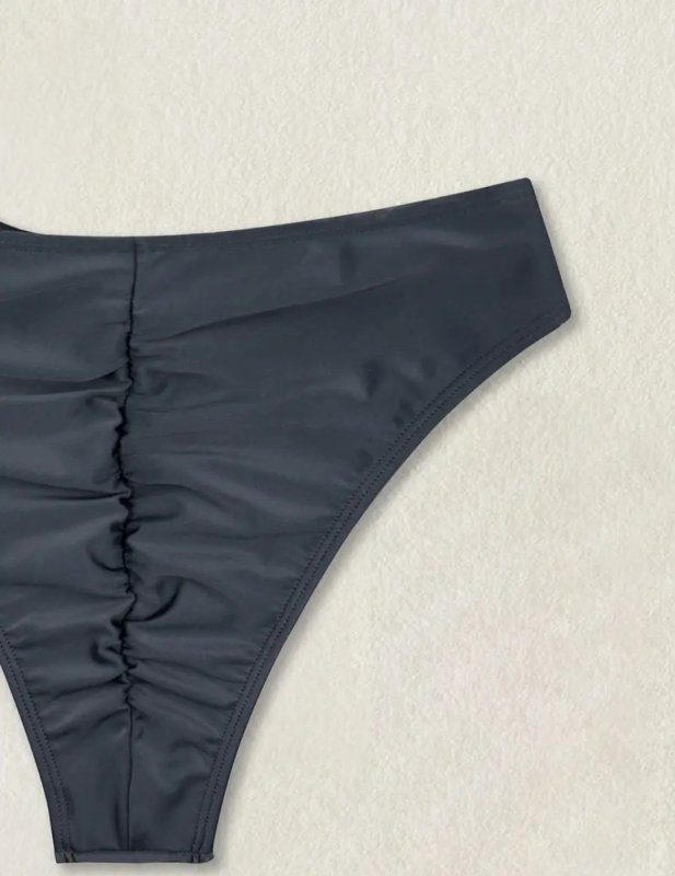 Цял черен бански с едно рамо 