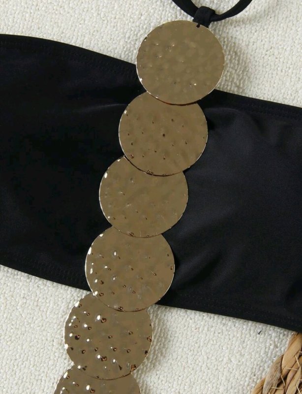 Бански черен комплект с метални елементи