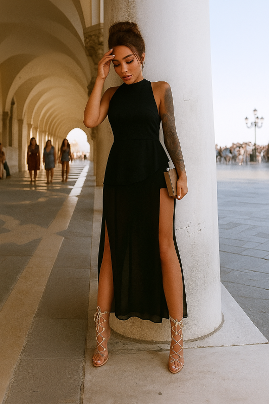 Комплект туника и къси панталони в черно