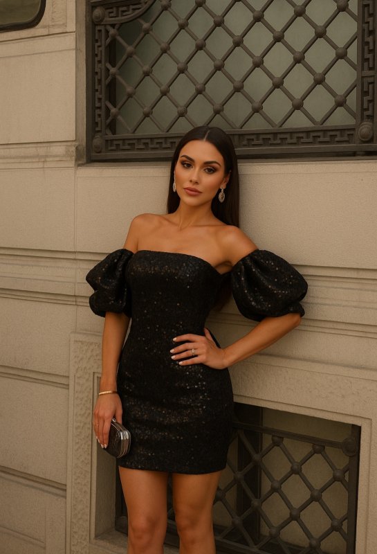 Къса парти рокля с пайети