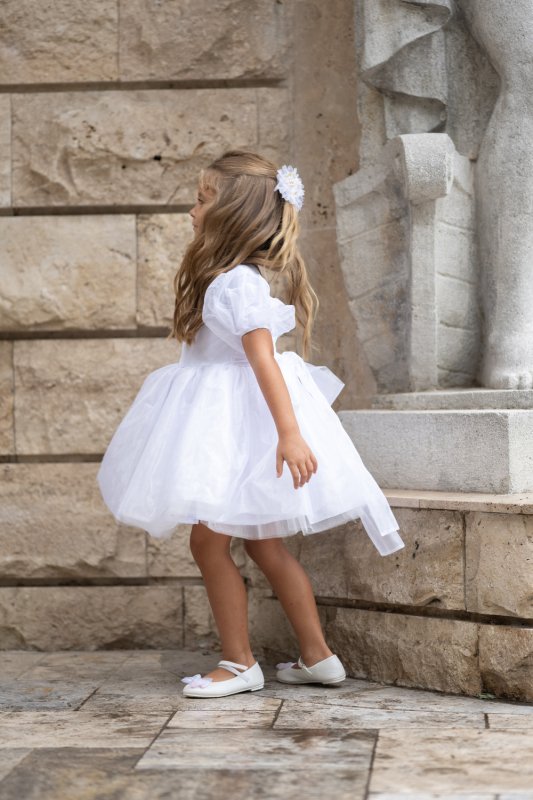 Детска бяла рокля от органза