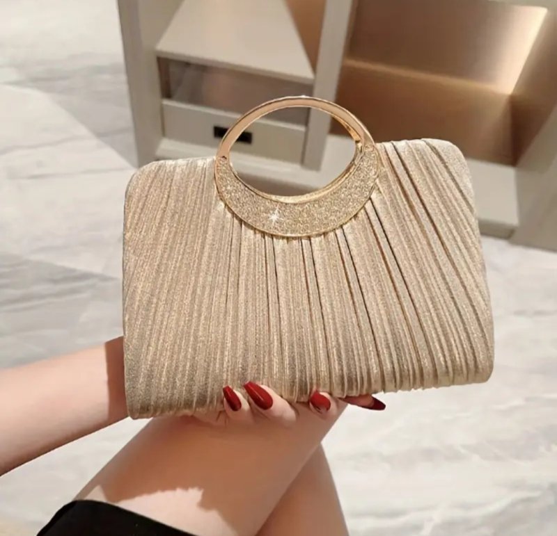 Елегантна вечерна чанта в златисто и сребристо