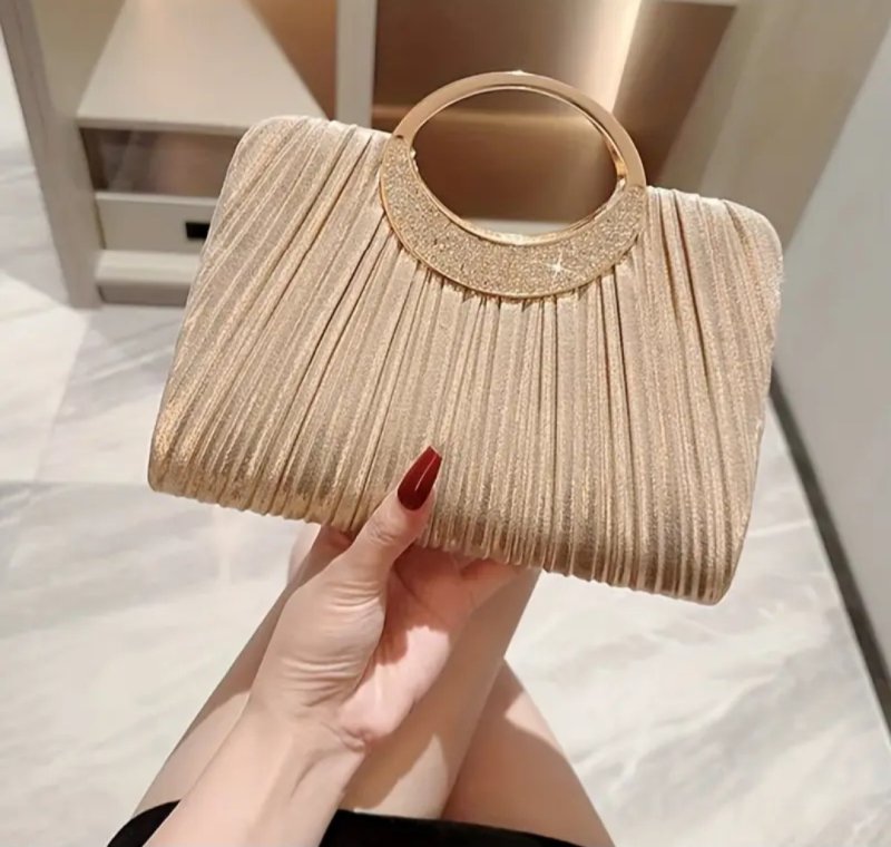 Елегантна вечерна чанта в златисто и сребристо