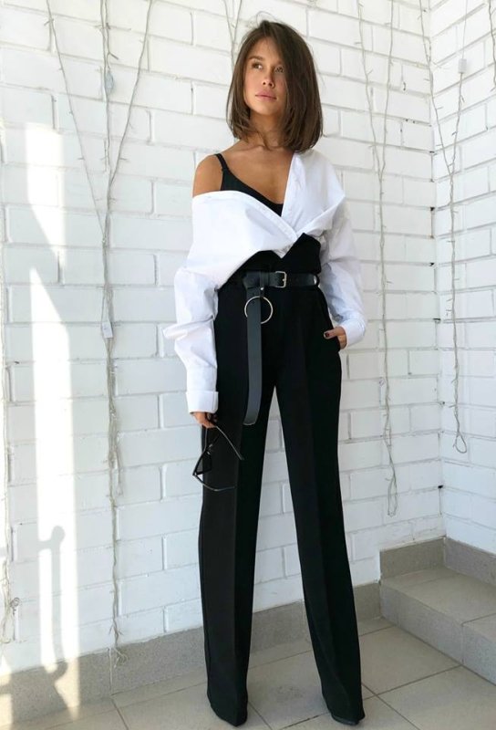 Дамски еластичен  панталон с висока талия 