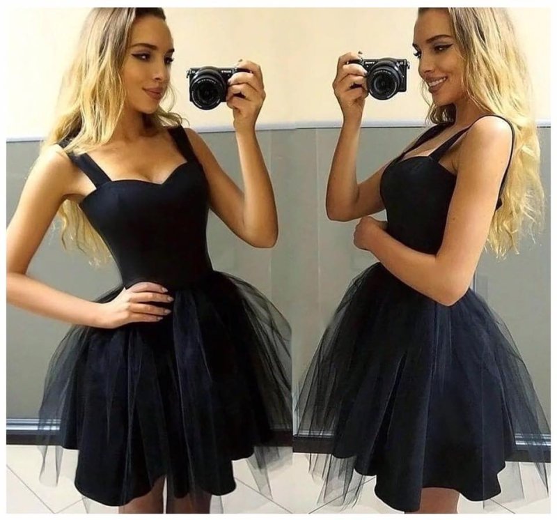 Къса разкроена рокля с тюл